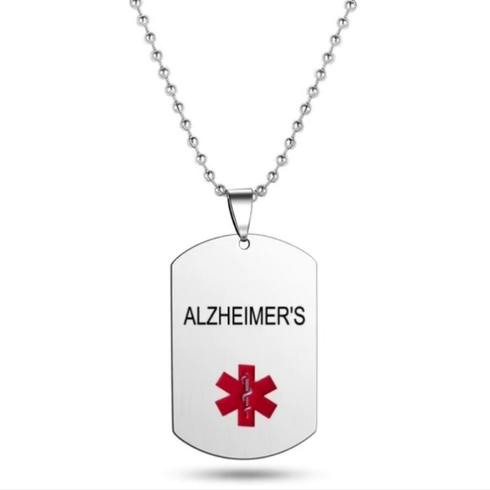New stainless steel Alzheimers Awareness necklace. 22" chain incl 1.5" pendant